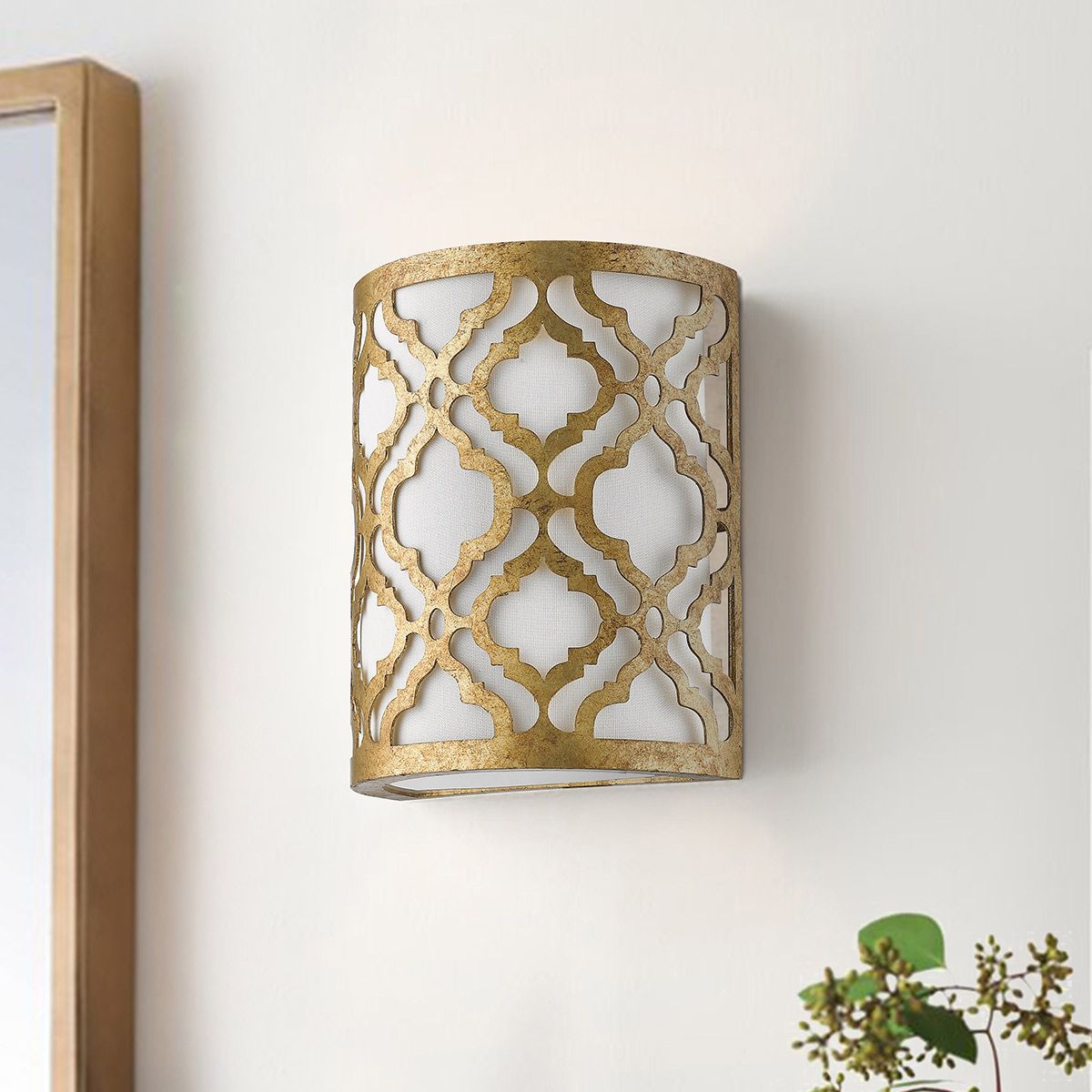 Arabella 1 Light Wall Light Distressed Gold & Ivory Shade - GN-ARABELLA1