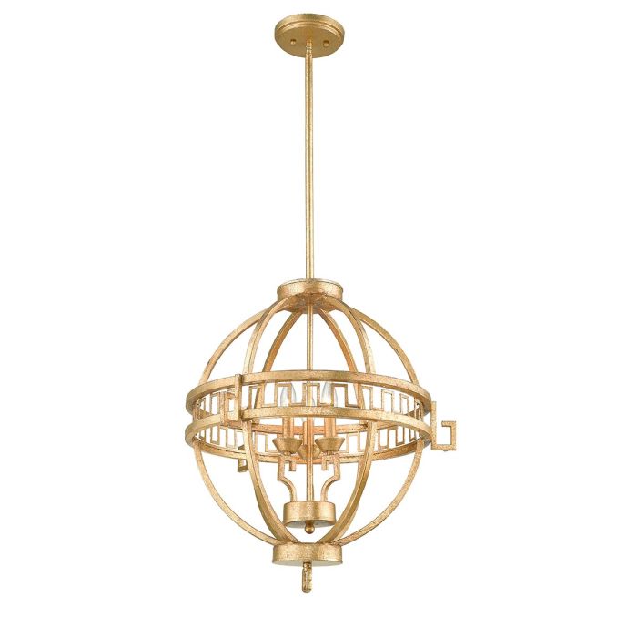 Lemuria 3 Light Globe Pendant Distressed Gold & Ivory Shade - GN-LEMURIA-3P-A
