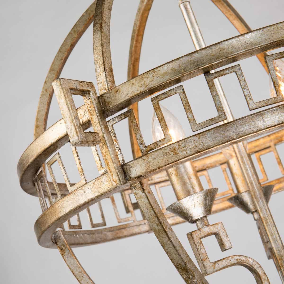 Lemuria 3 Light Globe Pendant Distressed Gold & Ivory Shade - GN-LEMURIA-3P-A