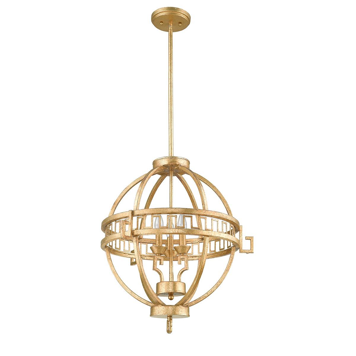Lemuria 3 Light Globe Pendant Distressed Gold & Ivory Shade - GN-LEMURIA-3P-A