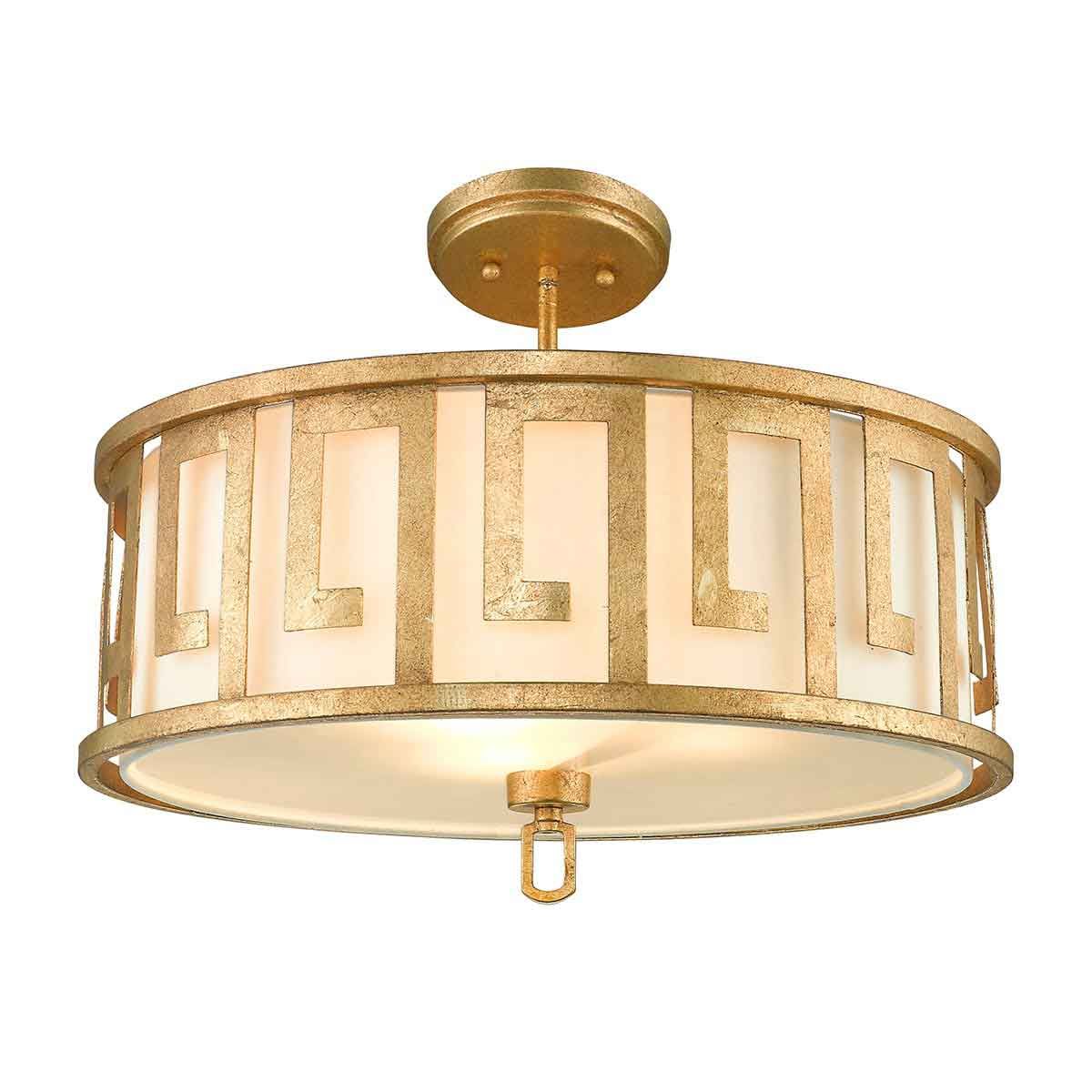 Lemuria 3 Light Large Pendant Distressed Gold & Ivory Shade - GN-LEMURIA-P-L