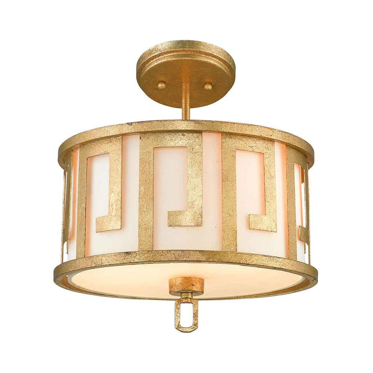 Lemuria 2 Light Medium Pendant Distressed Gold & Ivory Shade - GN-LEMURIA-P-M