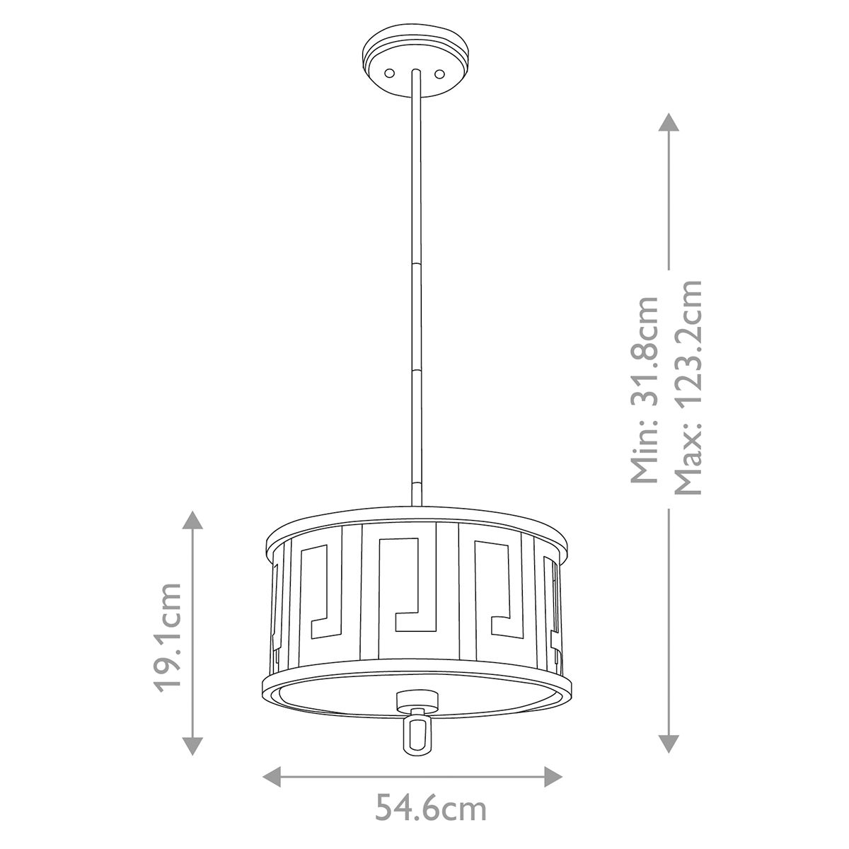 Lemuria 2 Light Medium Pendant Distressed Gold & Ivory Shade - GN-LEMURIA-P-M