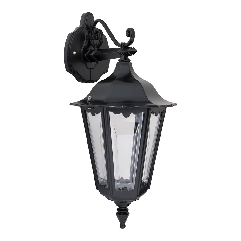 Buy Outdoor Wall Lanterns Australia Chester Outdoor Wall Lantern Down Bracket Black Aluminium - 14979