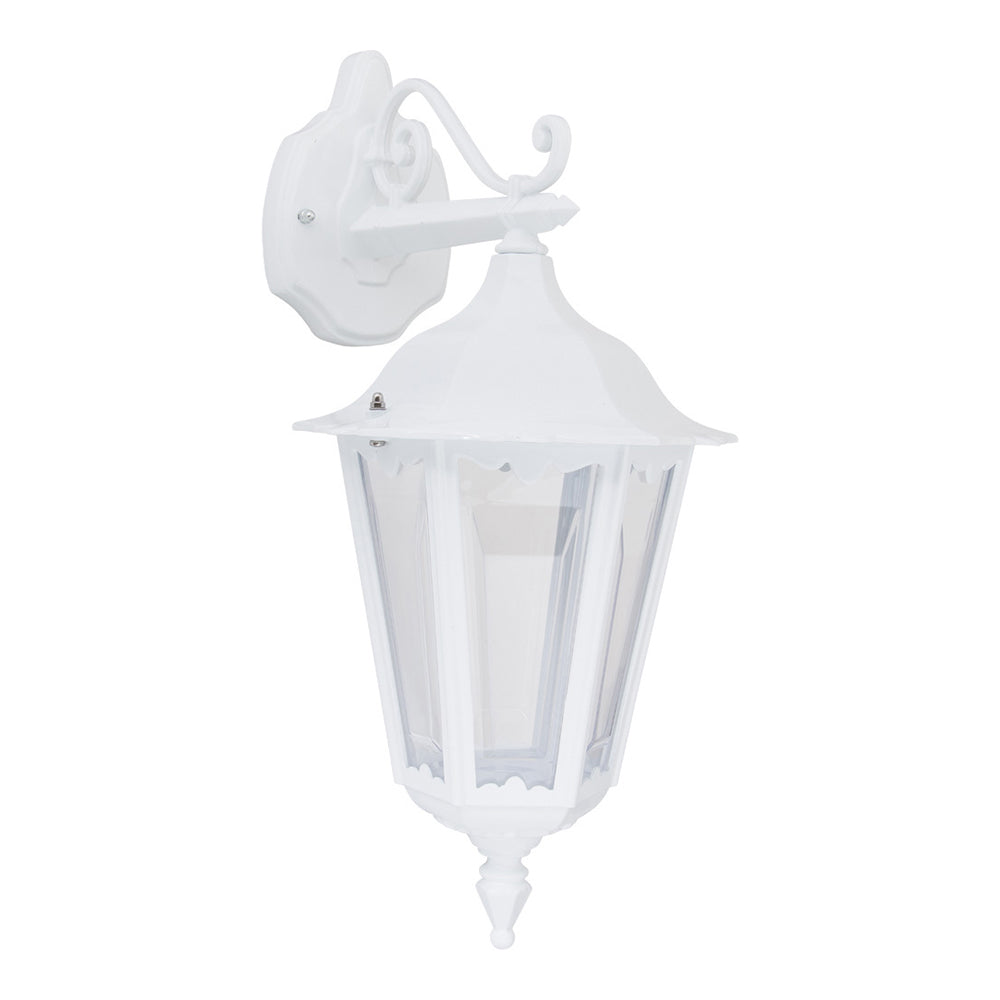 Buy Outdoor Wall Lanterns Australia Chester Outdoor Wall Lantern Down Bracket White Aluminium - 14983
