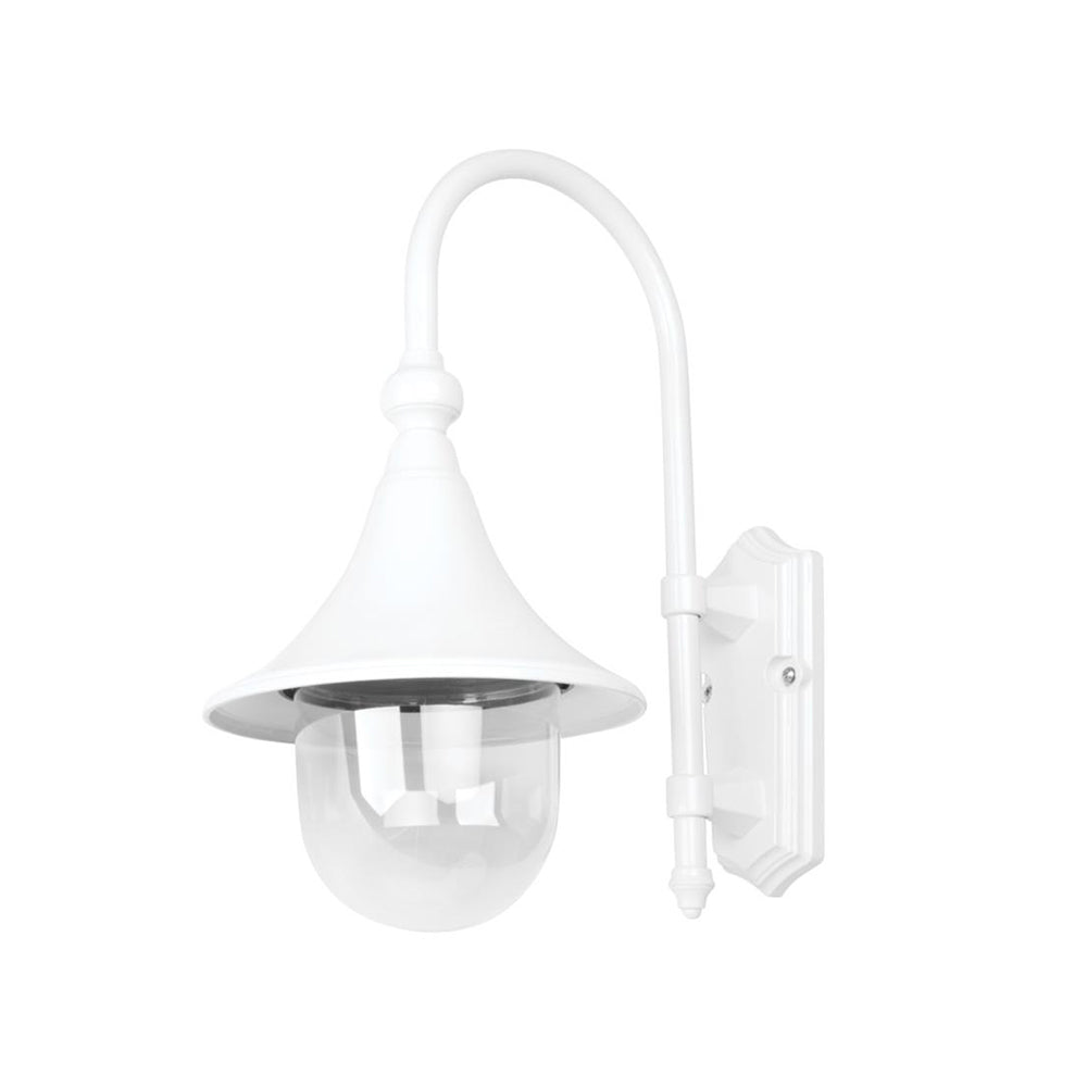 Buy Exterior Wall Lights Australia Monaco Exterior Wall Light Curved Arm H490mm White Aluminium - 15811