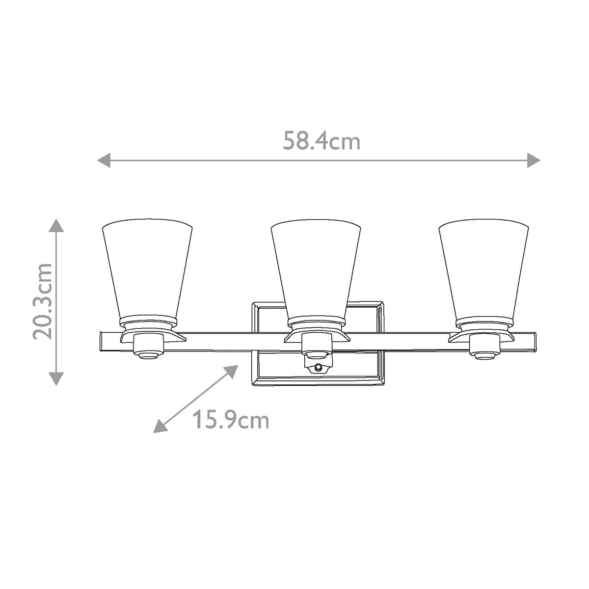 Avon 3 Light Above Mirror Light Polished Chrome - HK-AVON3-BATH