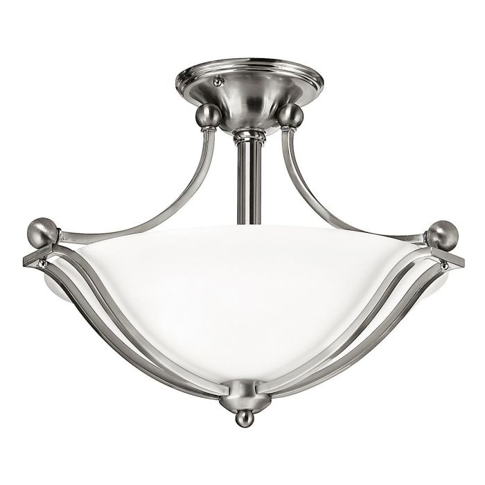 Bolla 2 Light Semi Flush Mount Light Brushed Nickel - HK-BOLLA-SF