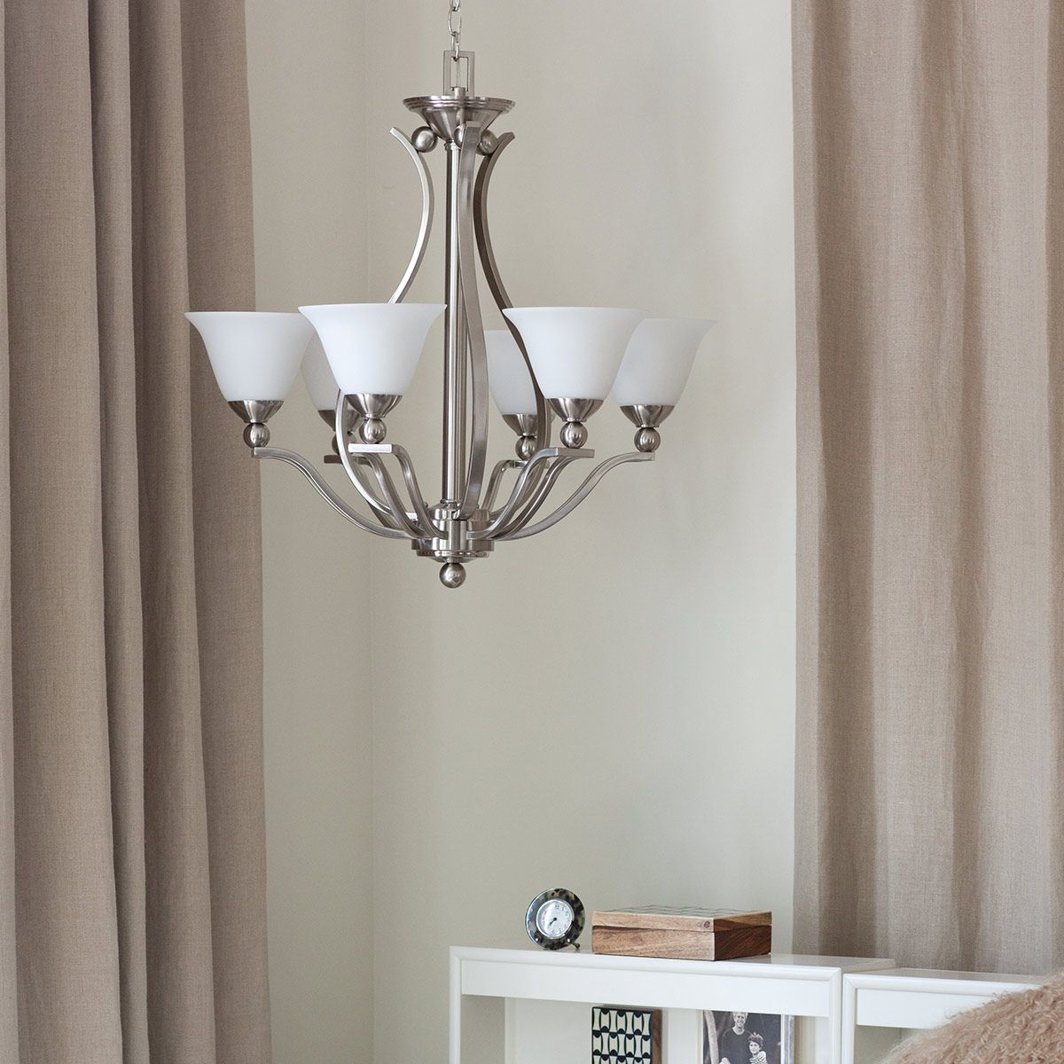 Bolla 5 Light Chandelier Brushed Nickel - HK-BOLLA5