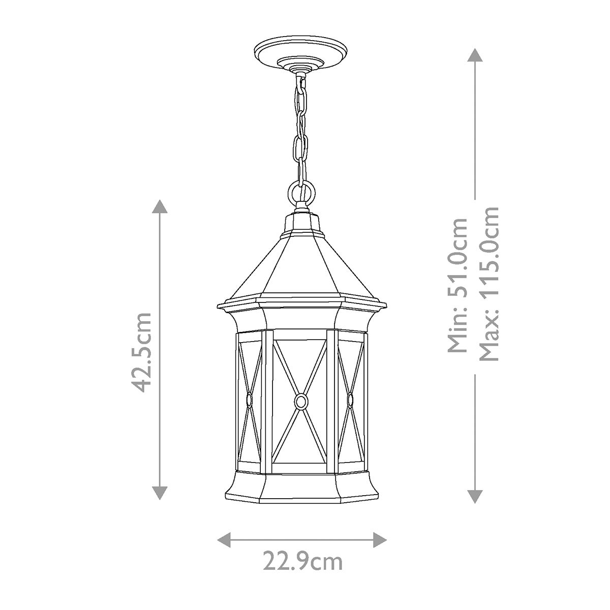 Brighton 3 Light Chain Lantern Sienna - HK-BRIGHTON8-M