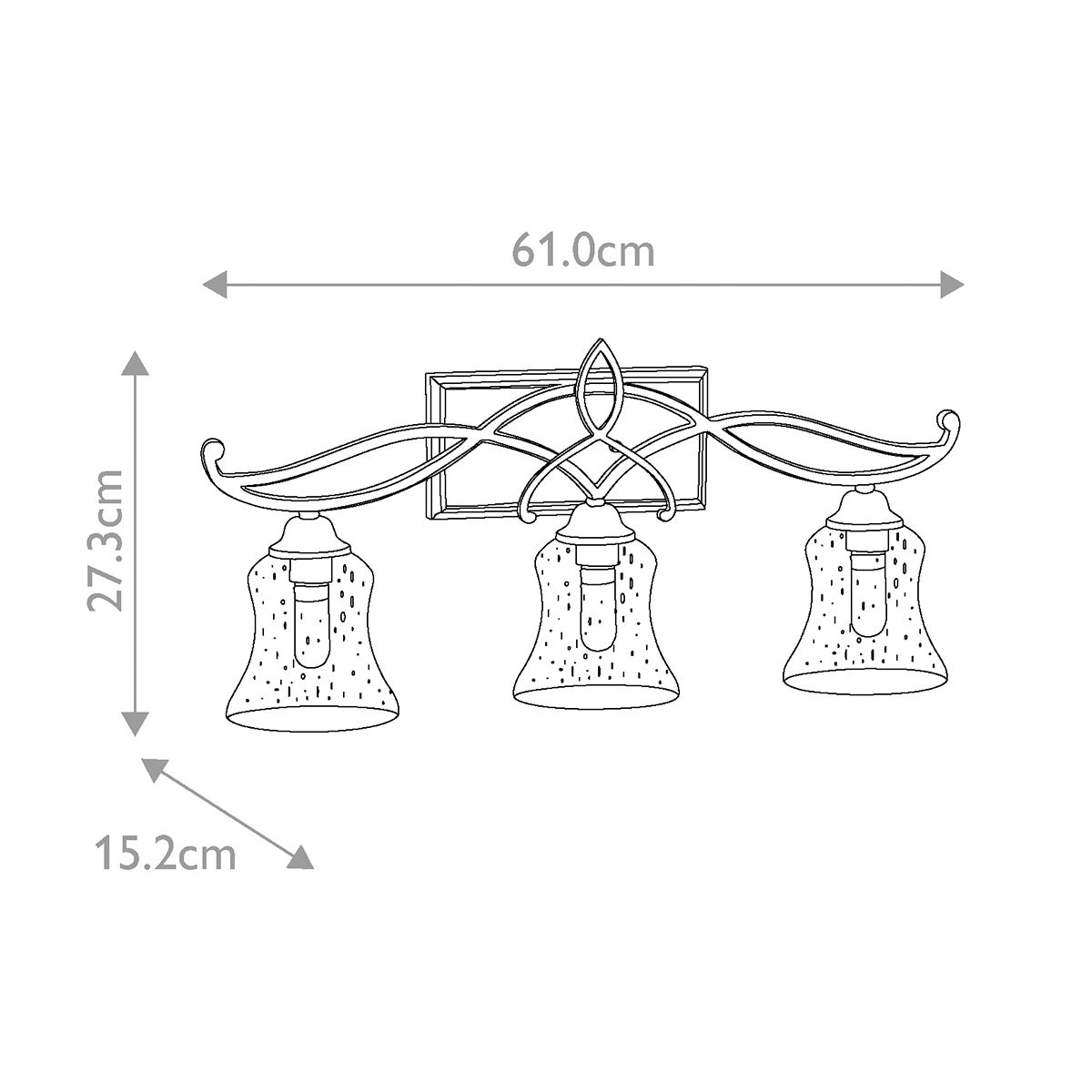 Brooke 3 Light Above Mirror Light Polished Chrome - HK-BROOKE3-BATH