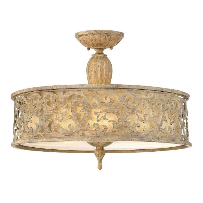 Carabel 3 Light Large Semi Flush Mount Light Brushed Champagne - HK-CARABEL-SF-L