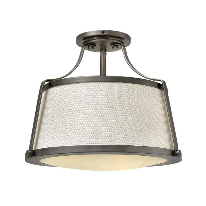 Charlotte 3 Light Semi Flush Mount Light Antique Nickel - HK-CHARLOTTE-SF-AN