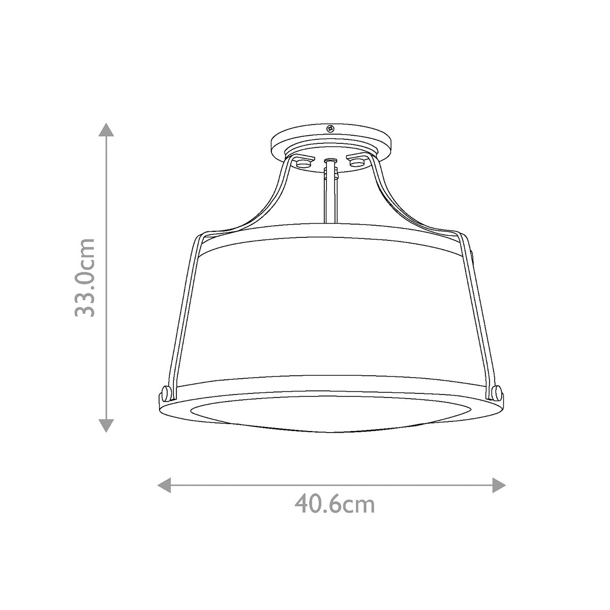 Charlotte 3 Light Semi Flush Mount Light Antique Nickel - HK-CHARLOTTE-SF-AN