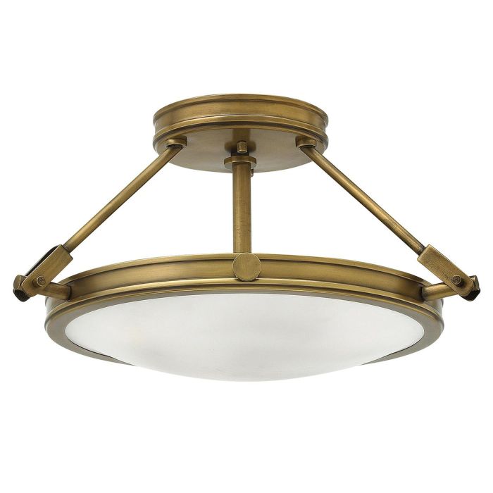 Collier 3 Light Semi Flush Mount Light Heritage Brass - HK-COLLIER-SF-S