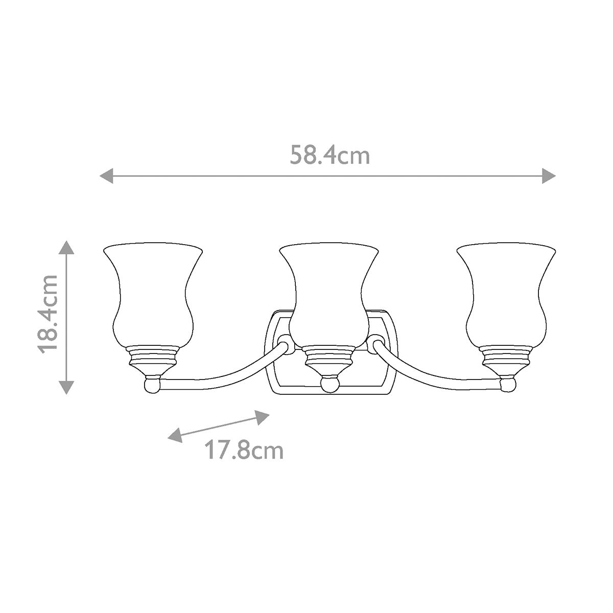 Constance 3 Light Above Mirror Light Polished Chrome - HK-CONSTANCE3-BATH