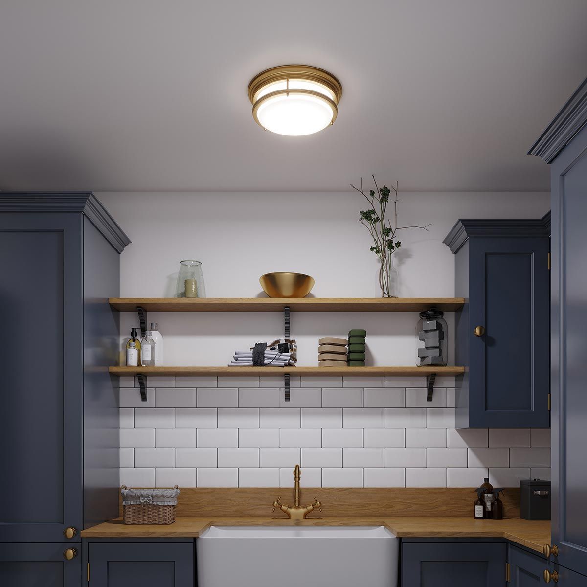 Hadley 3 Light Flush Mount Light Brushed Bronze - HK-HADLEY-F-BR