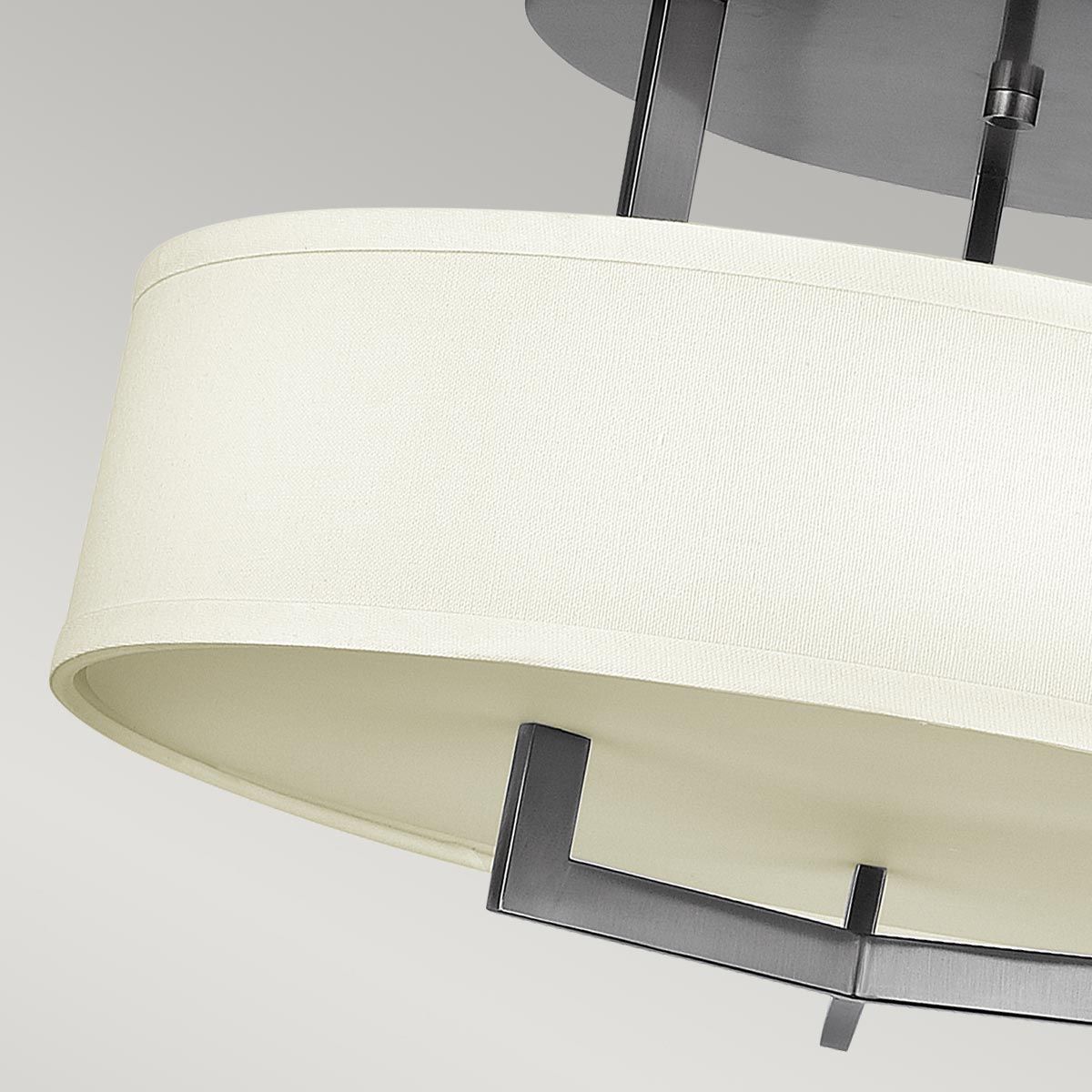 Hampton 3 Light Semi-Flush Mount Light Antique Nickel & Ivory Shades - HK-HAMPTON-SF