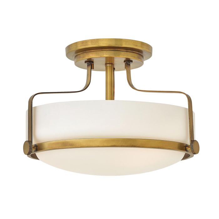 Harper 3 Light Small Semi-Flush Mount Light Heritage Brass - HK-HARPER-SFS-HB