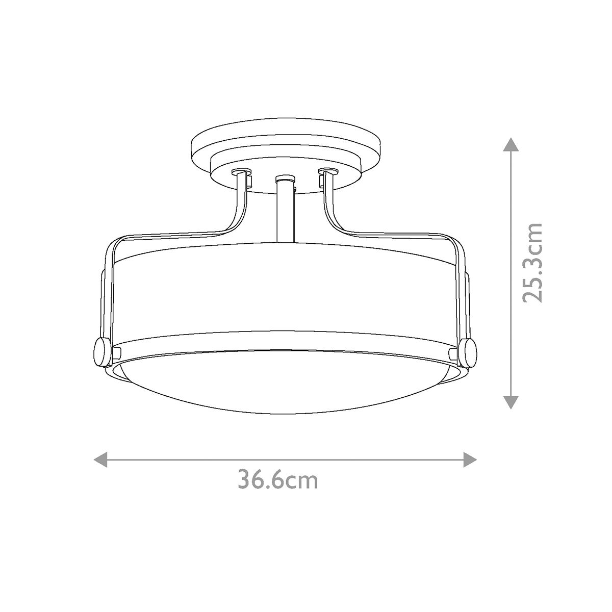 Harper 3 Light Small Semi-Flush Mount Light Heritage Brass - HK-HARPER-SFS-HB