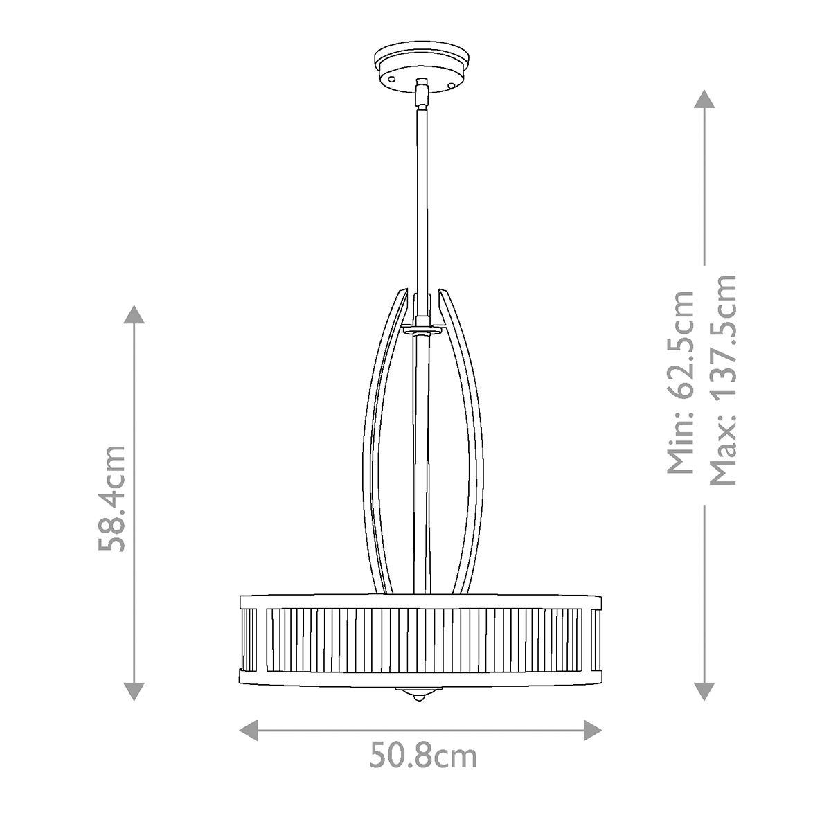 Meridian 3 Light Pendant Brushed Nickel - HK-MERIDIAN-P
