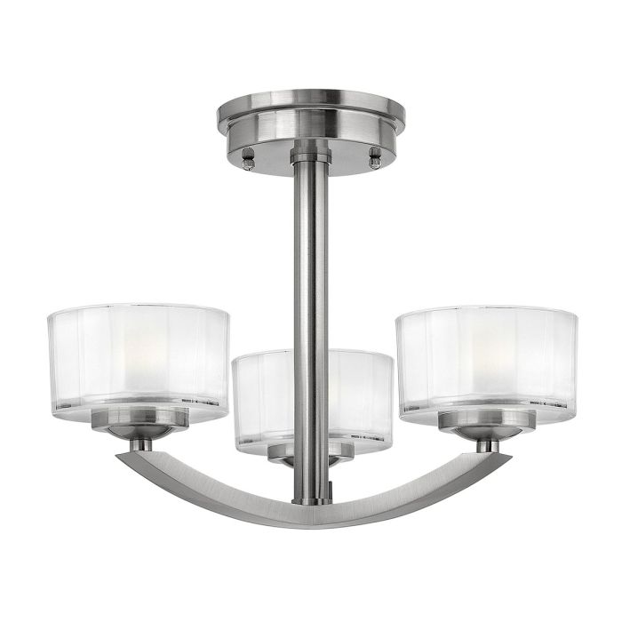 Meridian 3 Light Semi Flush Mount Light Brushed Nickel - HK-MERIDIAN-SF