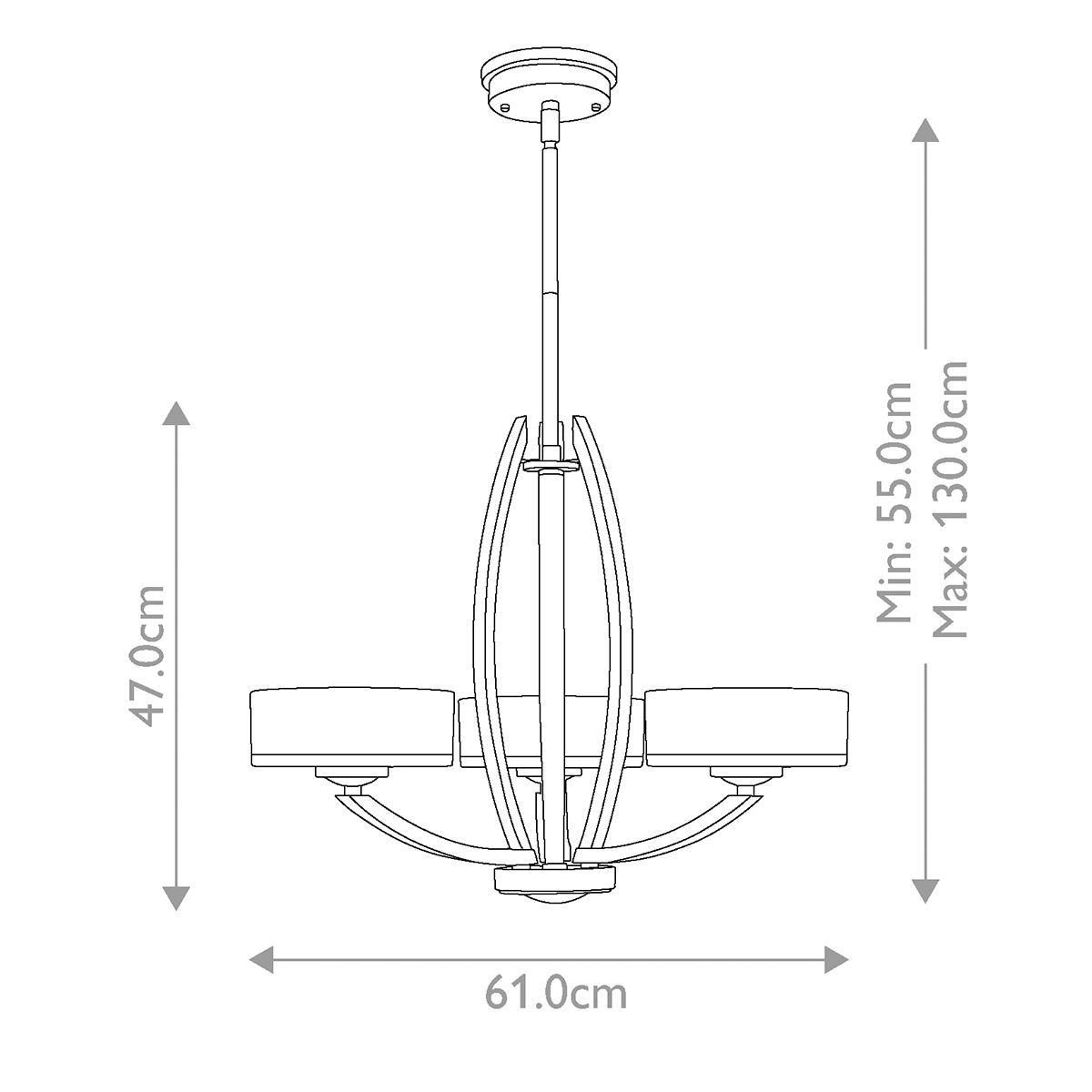 Meridian 3 Light Chandelier Brushed Nickel - HK-MERIDIAN3