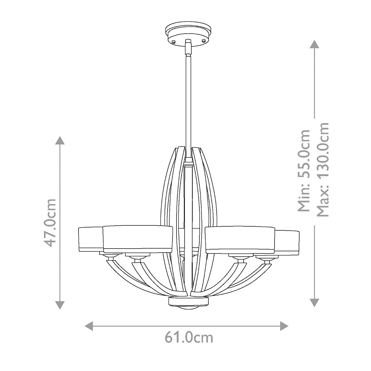 Meridian 5 Light Chandelier Brushed Nickel - HK-MERIDIAN5