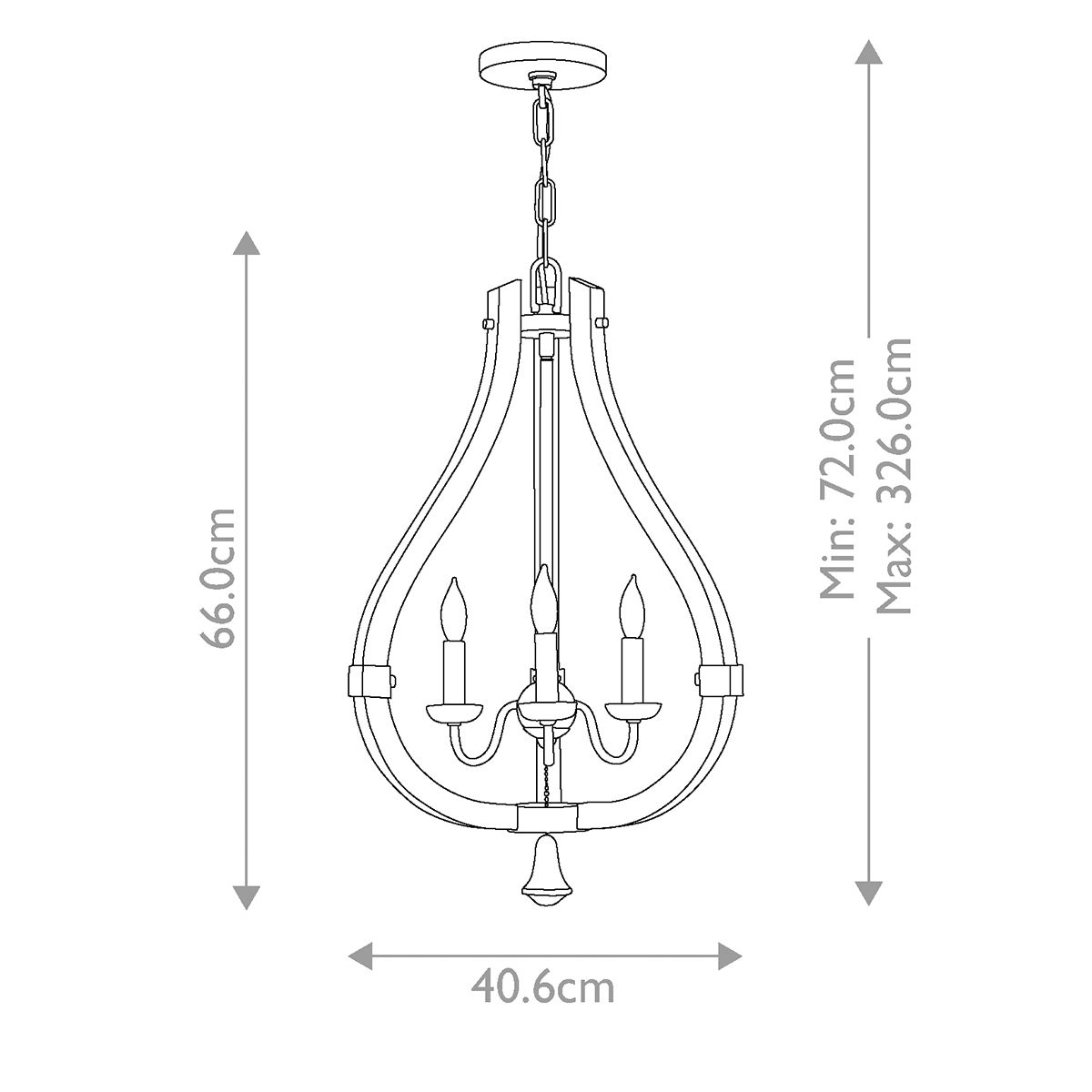 Middlefield 3 Light Chandelier Iron Rust - HK-MIDDLEFIELD3