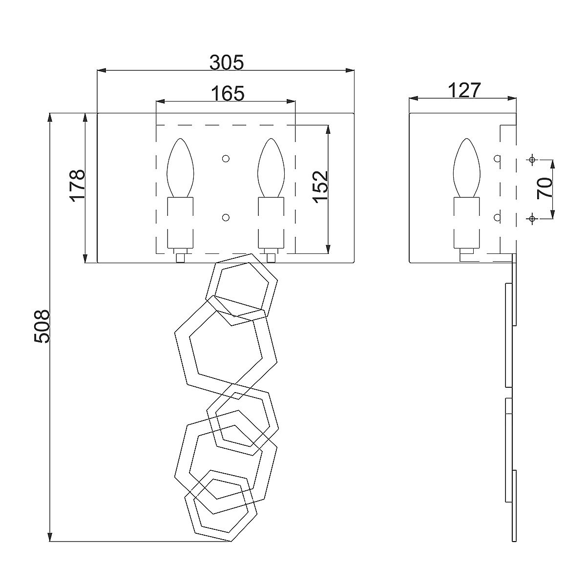 Moxie 2 Light Wall Light Sunset Gold - HK-MOXIE2-SSG