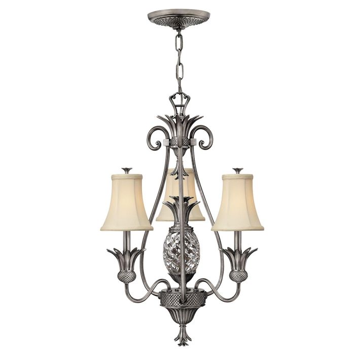 Plantation 3 Light Chandelier Polished Antique Nickel - HK-PLANT3-PL