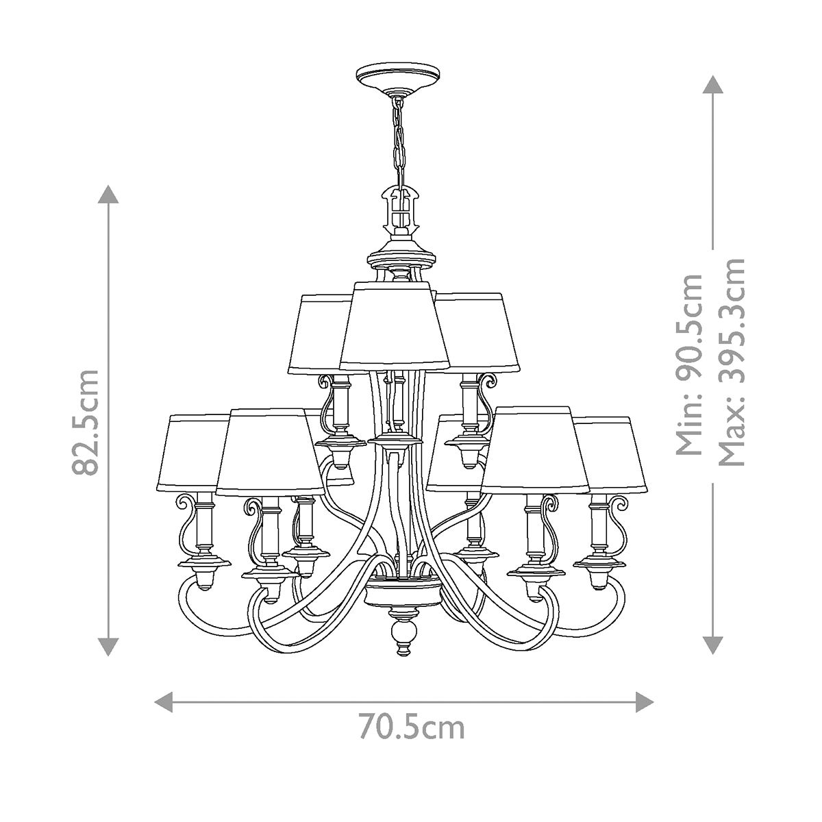 Plymouth 9 Light Chandelier Olde Bronze - HK-PLYMOUTH9