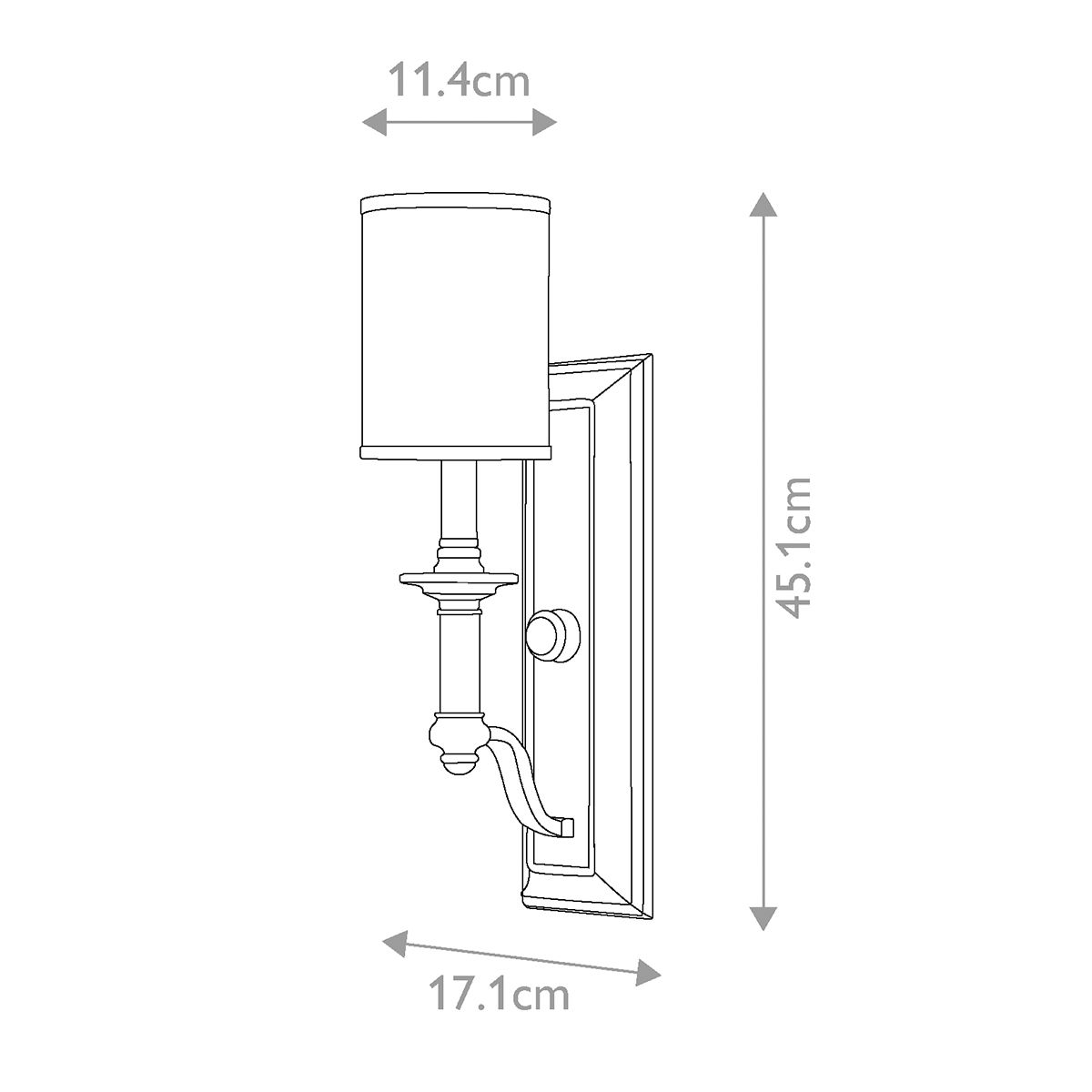 Sussex 1 Light Wall Light Brushed Nickel - HK-SUSSEX1