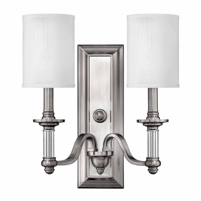 Sussex 2 Light Wall Light Brushed Nickel - HK-SUSSEX2