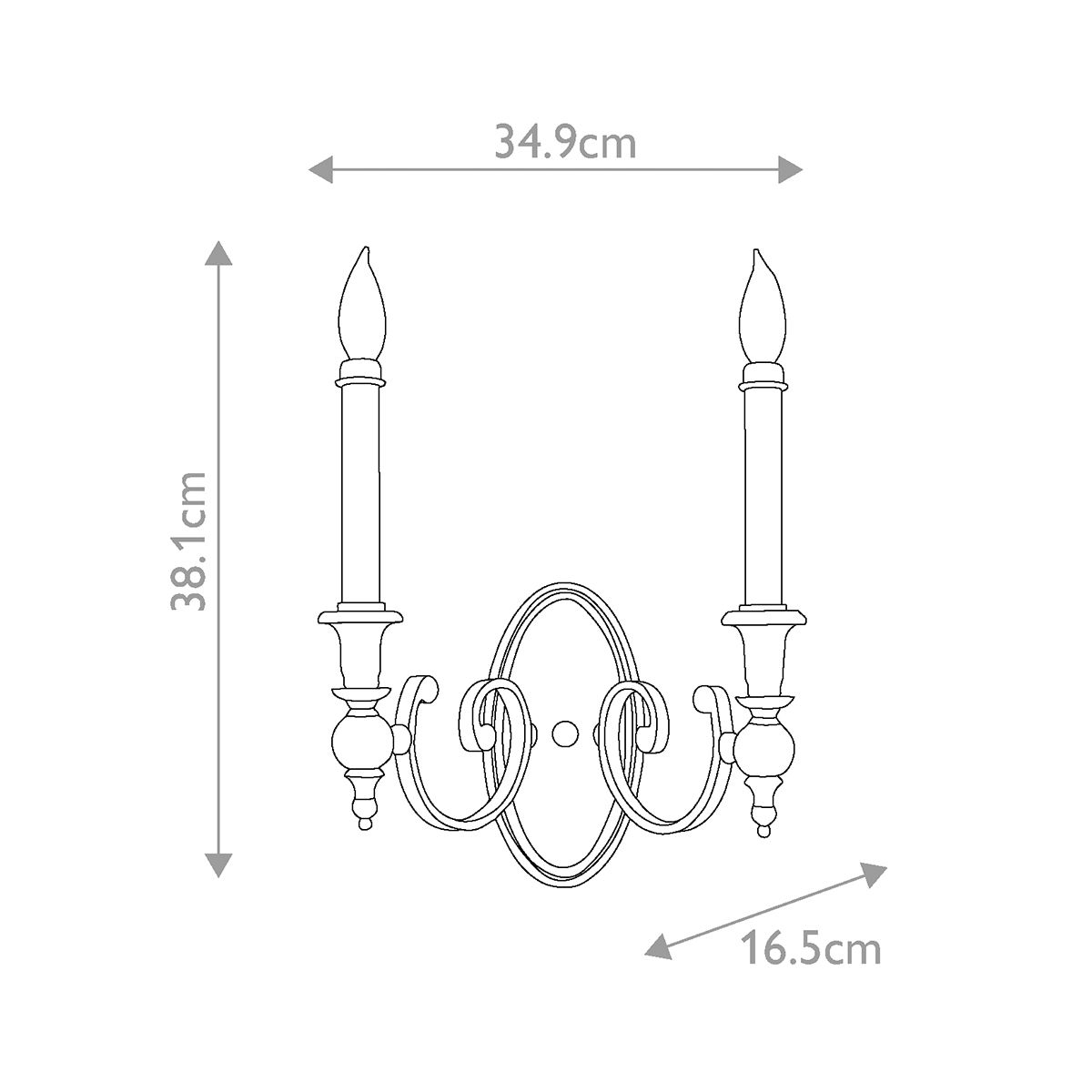 Yorktown 2 Light Wall Light Antique Nickel - HK-YORKTOWN2