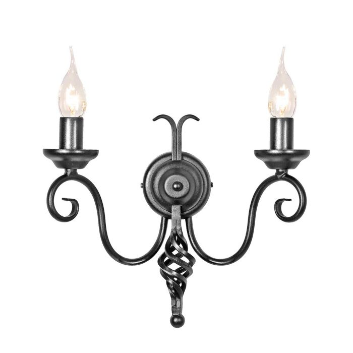 Harlech 2 Light Wall Light Black - HR2A-BLACK