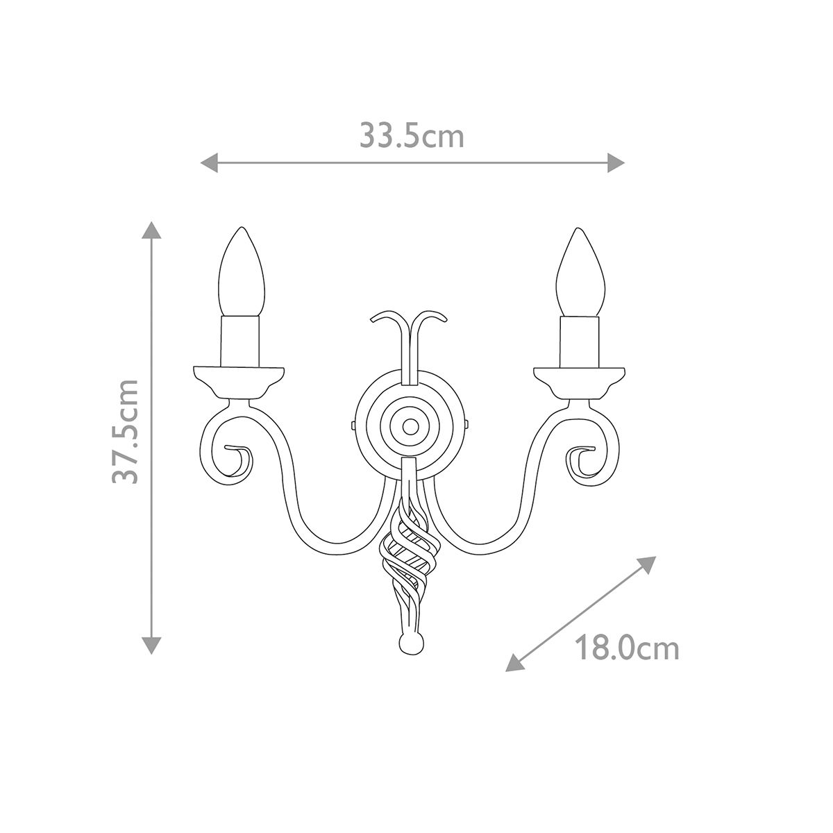 Harlech 2 Light Wall Light Black - HR2A-BLACK