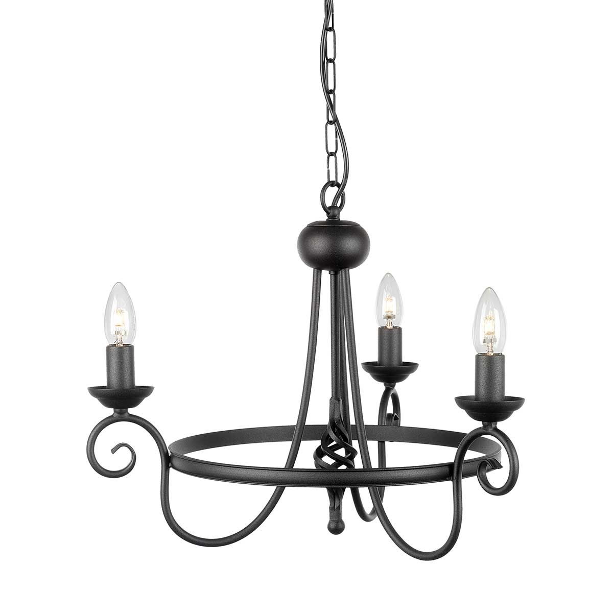 Harlech 3 Light Chandelier Black - HR3A-BLACK