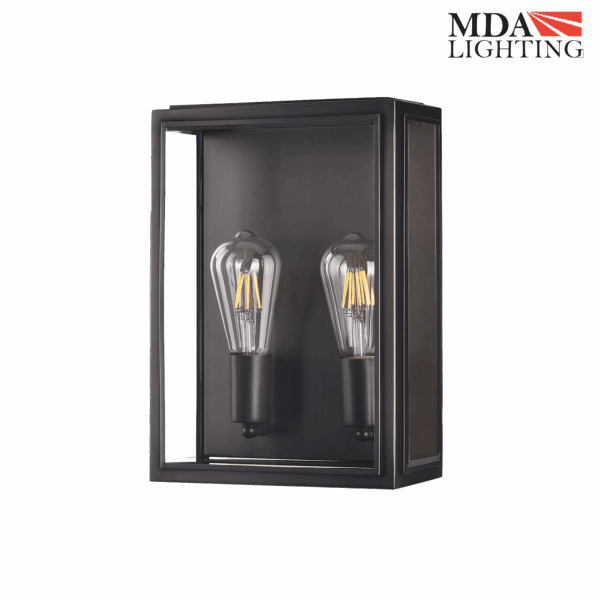 Kent 2 Light Exterior Wall Light Forge Black - MDAKEN2BK