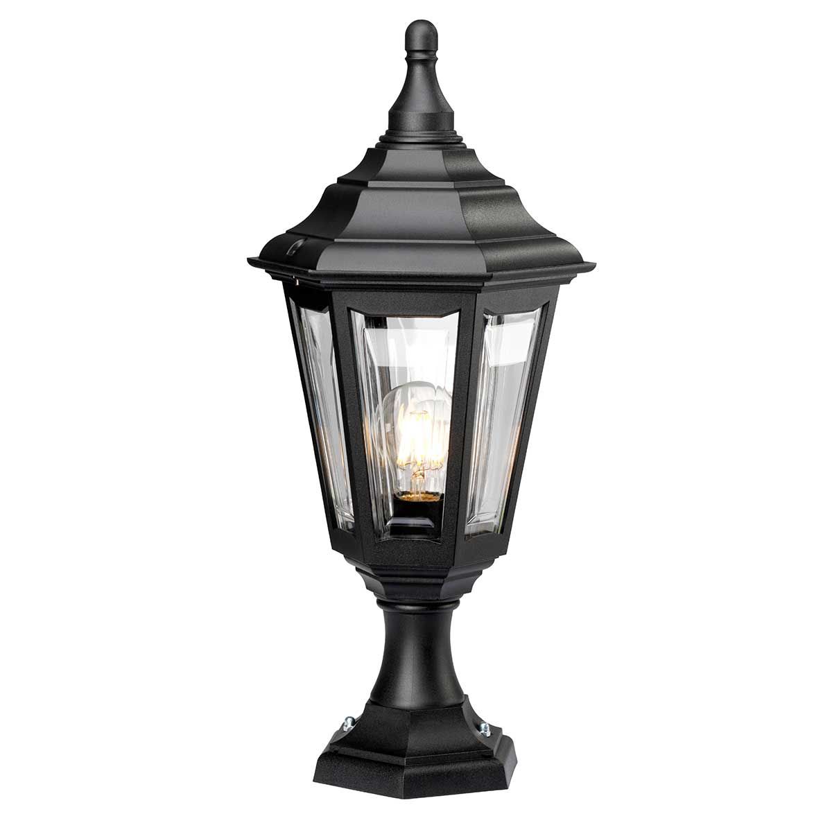 Kinsale Pedestal Lantern Black - KINSALE-PED-POR
