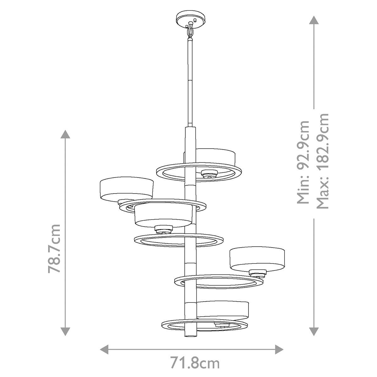 Aleeka 5 Light Tall Chandelier Classic Pewter - KL-ALEEKA5A