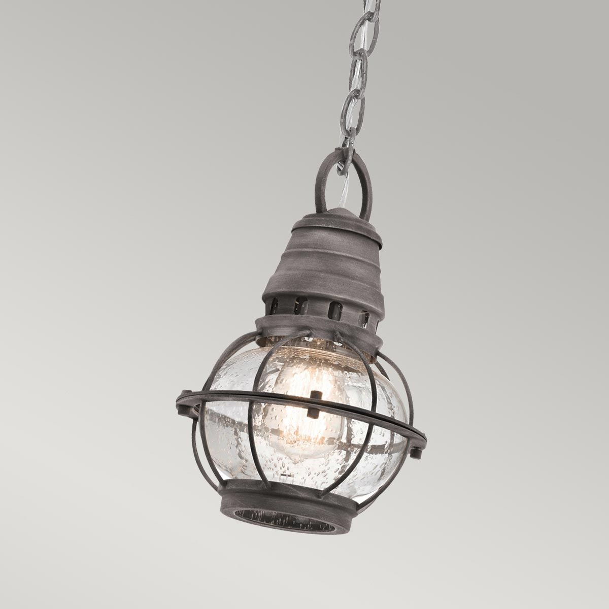 Bridge Point Light Small Chain Lantern Weathered Zinc - KL-BRIDGEPOINT8S