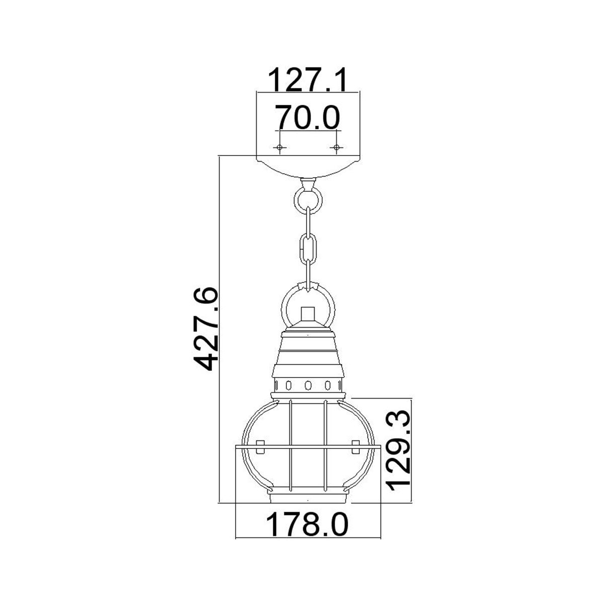 Bridge Point Light Small Chain Lantern Weathered Zinc - KL-BRIDGEPOINT8S