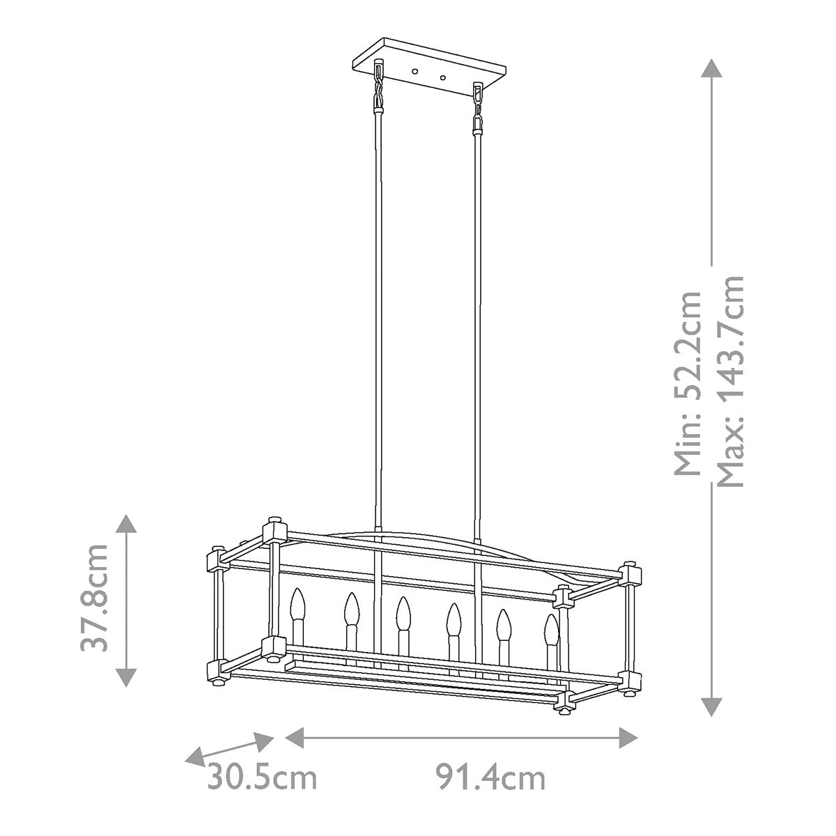 Cayden 6 Light Island Pendant Natural Brass - KL-CAYDEN-ISLE