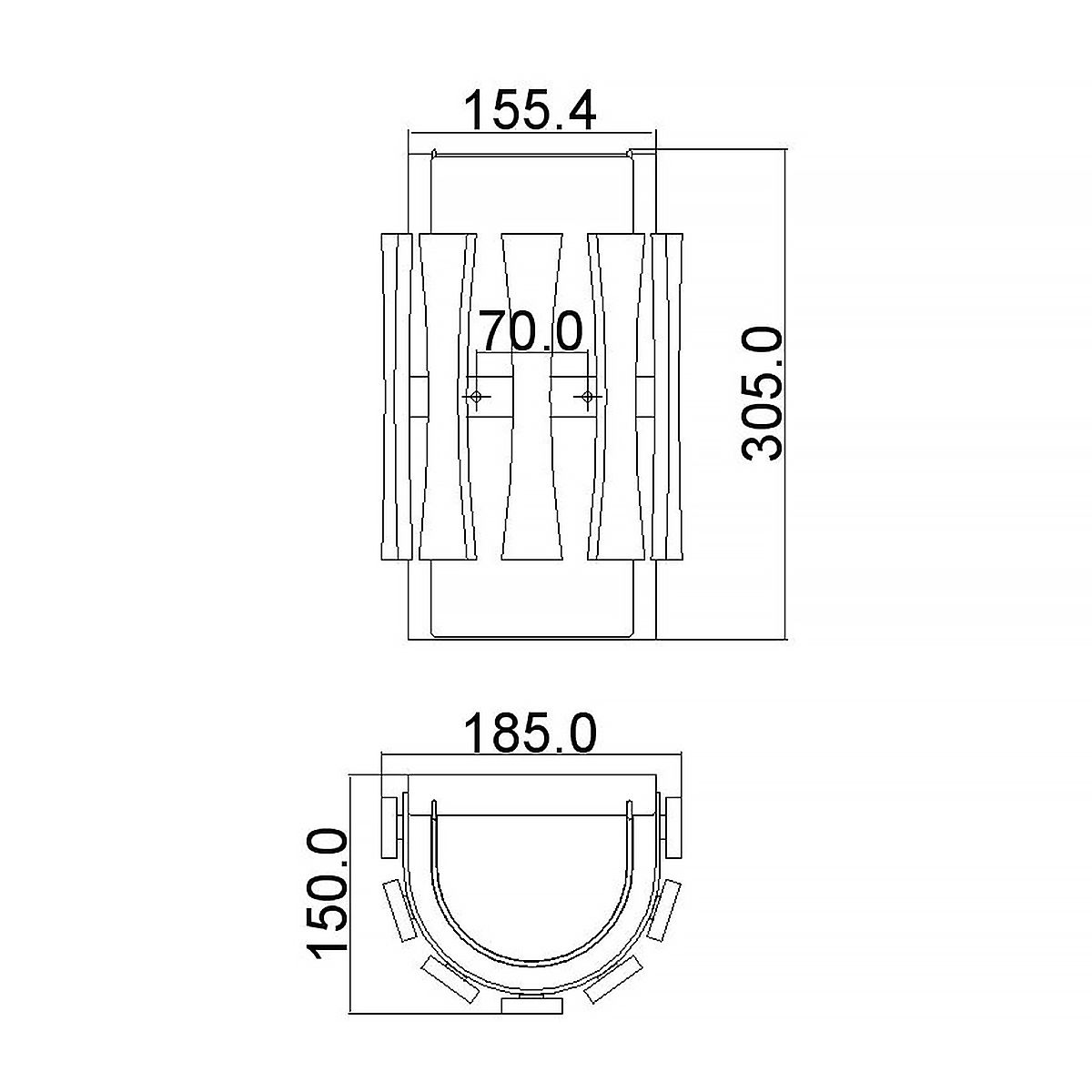 Cirus 2 Light Wall Light Auburn-Stained Wood - KL-CIRUS2
