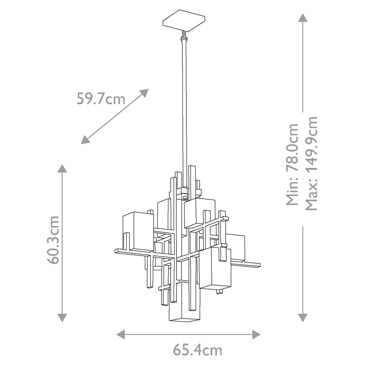 City Lights 7 Light Chandelier Classic Pewter - KL-CITY-LIGHTS7A