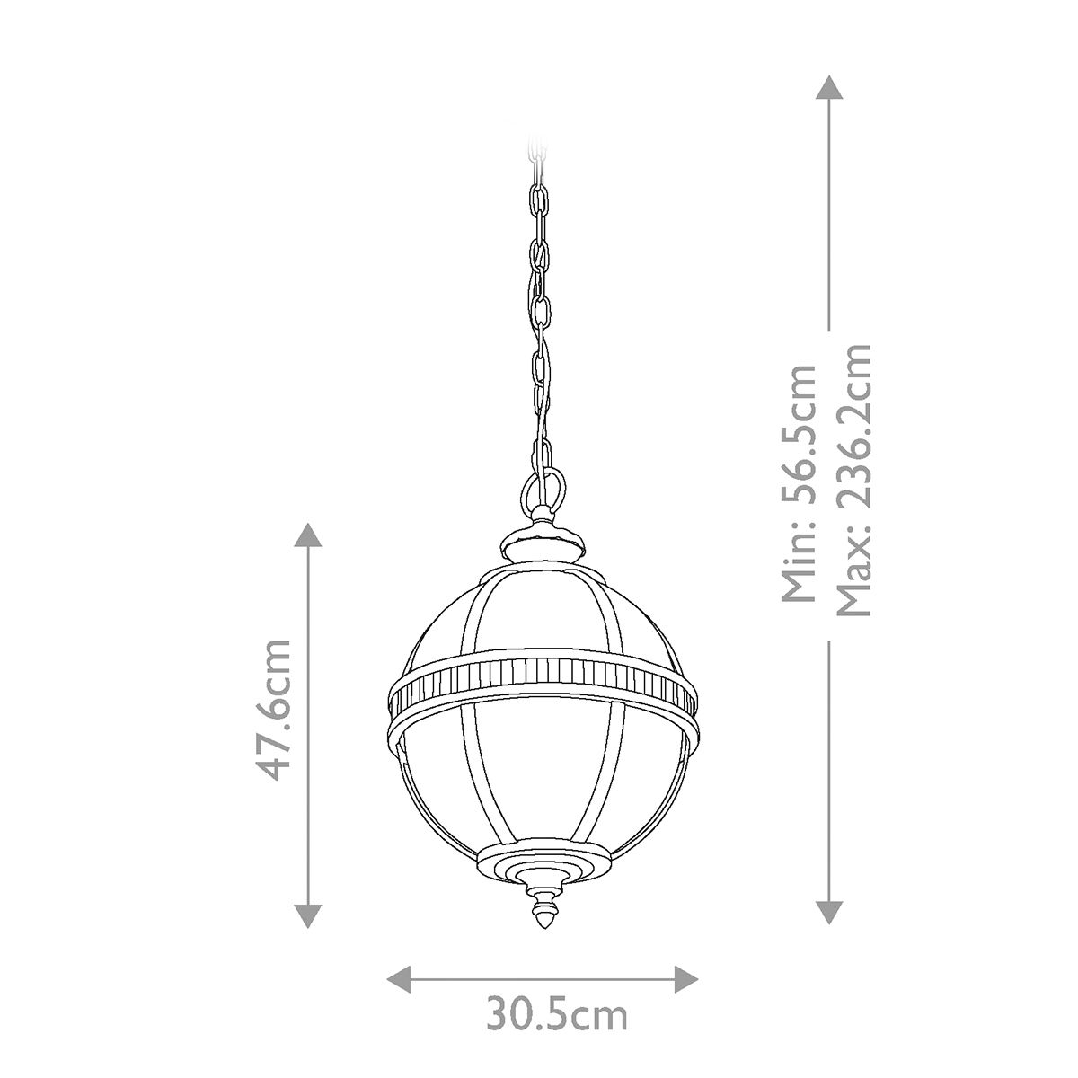 Halleron 3 Light Chain Lantern Londonderry - KL-HALLERON-8M