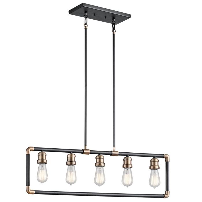 Imahn 5 Light Island Pendant Black & Natural Brass - KL-IMAHN-ISLE