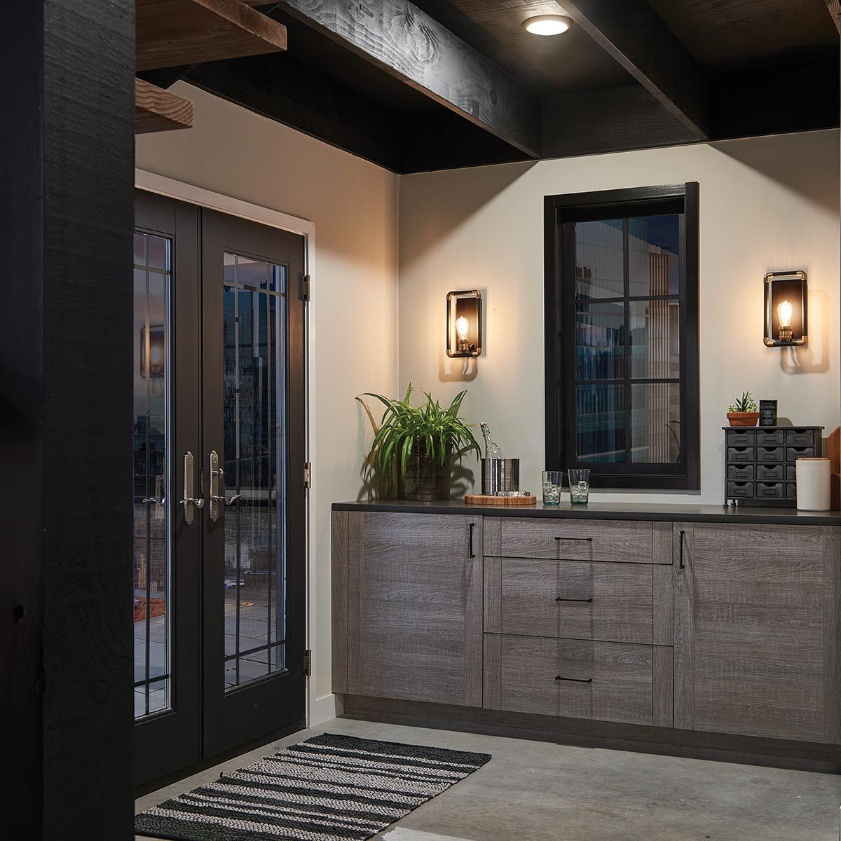 Imahn 1 Light Wall Light Black and Natural Brass - KL-IMAHN1