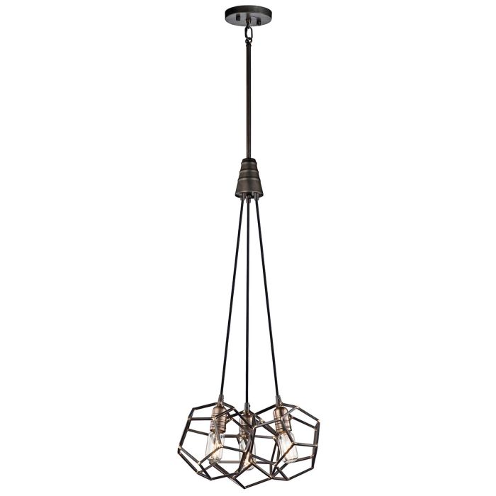 Rocklyn 3 Light Chandelier Raw Steel - KL-ROCKLYN3-RS